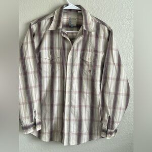 Roper Men’s Western Plaid Button-Down Shirt – XL – Red/Charcoal Stripes